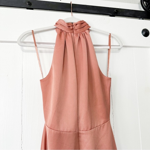 Anthropologie x Sachin + Babi Esme Gown Satin Charmeuse Pink Halter Maxi Size 2 - Picture 7 of 9